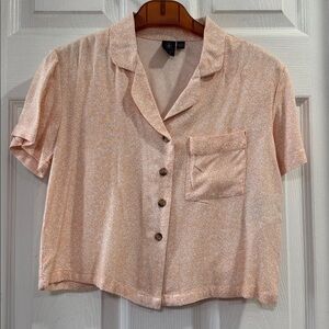 VOLCOM BIG GIRLS STATIC BLOOM SHIRT. HAZEY PINK